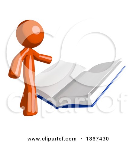 Clipart of an Orange Man Reading a Giant Book - Royalty Free Illustration by Leo Blanchette