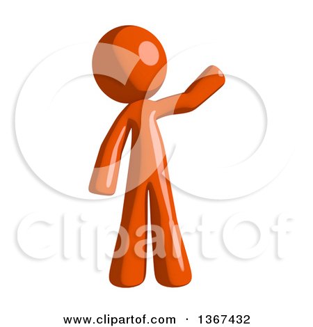 Clipart of an Orange Man Waving - Royalty Free Illustration by Leo Blanchette