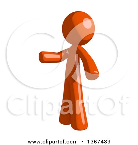 Clipart of an Orange Man Presenting to the Left - Royalty Free Illustration by Leo Blanchette