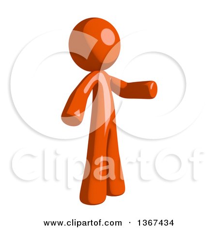 Clipart of an Orange Man Presenting to the Right - Royalty Free Illustration by Leo Blanchette