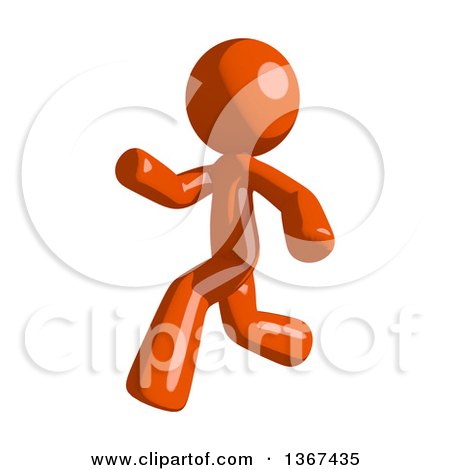 Clipart of an Orange Man Running to the Left - Royalty Free Illustration by Leo Blanchette