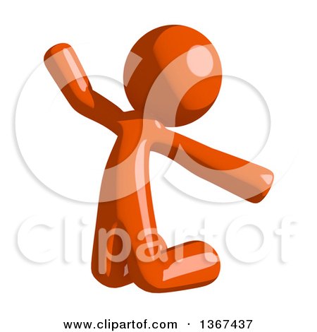 Clipart of an Orange Man Jumping or Kneeling and Begging - Royalty Free Illustration by Leo Blanchette