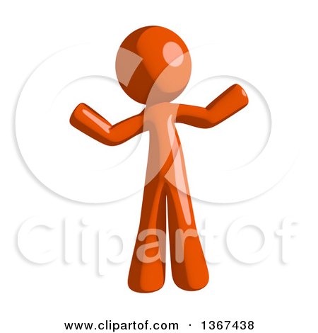 Clipart of an Orange Man Shrugging - Royalty Free Illustration by Leo Blanchette
