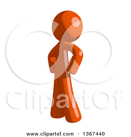 Clipart of an Orange Man Standing with Hands on His Hips, Facing Left - Royalty Free Illustration by Leo Blanchette