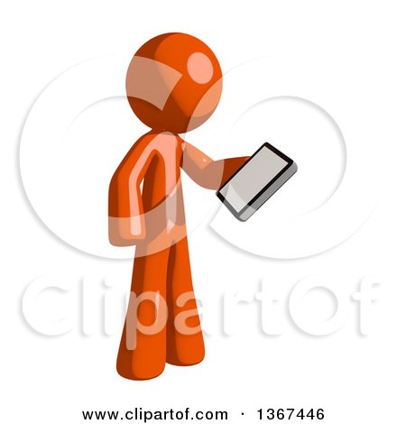Clipart of an Orange Man Looking at a Smart Phone - Royalty Free Illustration by Leo Blanchette