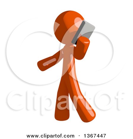 Clipart of an Orange Man Talking on a Smart Phone - Royalty Free Illustration by Leo Blanchette