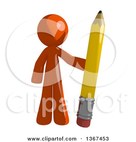Clipart of an Orange Man Holding a Pencil - Royalty Free Illustration by Leo Blanchette