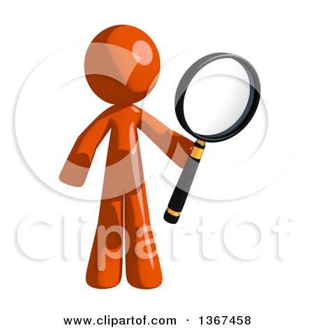 Clipart of an Orange Man Searching with a Magnifying Glass - Royalty Free Illustration by Leo Blanchette