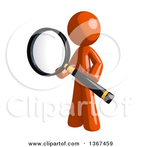 Clipart of an Orange Man Searching with a Magnifying Glass - Royalty Free Illustration by Leo Blanchette