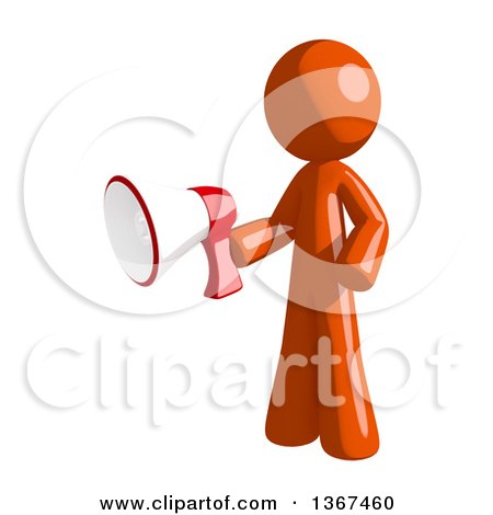 Clipart of an Orange Man Holding a Megaphone - Royalty Free Illustration by Leo Blanchette