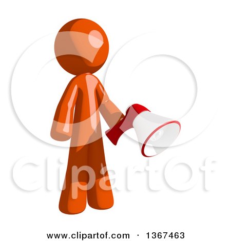 Clipart of an Orange Man Holding a Megaphone - Royalty Free Illustration by Leo Blanchette