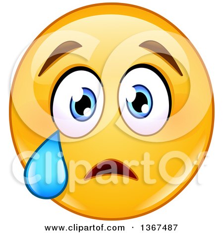 Clipart of a Cartoon Yellow Smiley Face Emoticon Emoji Crying - Royalty Free Vector Illustration by yayayoyo
