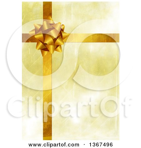 Clipart of a Golden Gift Bow and Ribbons Background - Royalty Free Illustration by Prawny