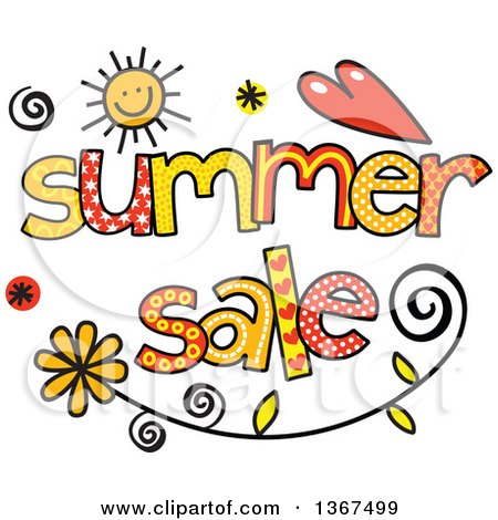 Clipart of Colorful Sketched Summer Sale Word Art - Royalty Free Vector Illustration by Prawny