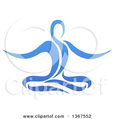 Clipart of a Blue Relaxed Person Meditating - Royalty Free Vector Illustration by AtStockIllustration