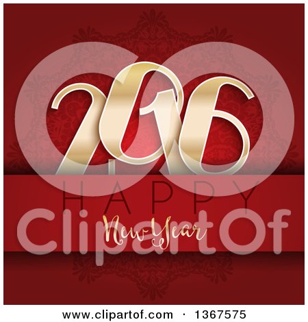 Clipart of a Happy New Year 2016 Greeting over a Giant Red Snowflake - Royalty Free Vector Illustration by KJ Pargeter