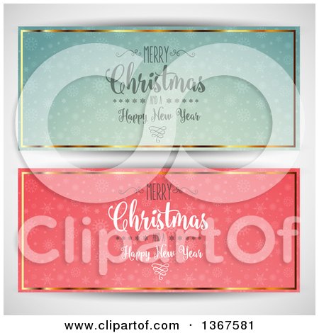 Clipart of Merry Christmas and a Happy New Year Greeting Banners - Royalty Free Vector Illustration by KJ Pargeter