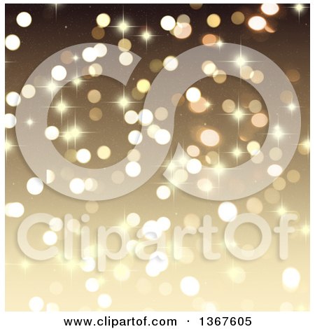Clipart of a Christmas Background of Golden Bokeh Flares - Royalty Free Illustration by KJ Pargeter