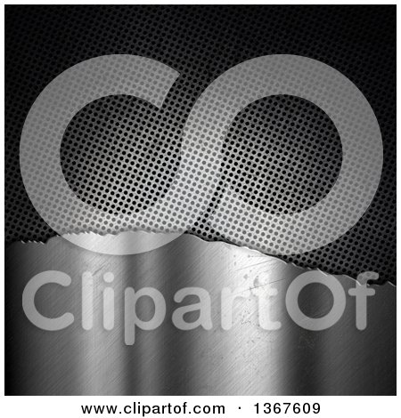 Clipart of a Background of Broken Metal over Perforated - Royalty Free Illustration by KJ Pargeter