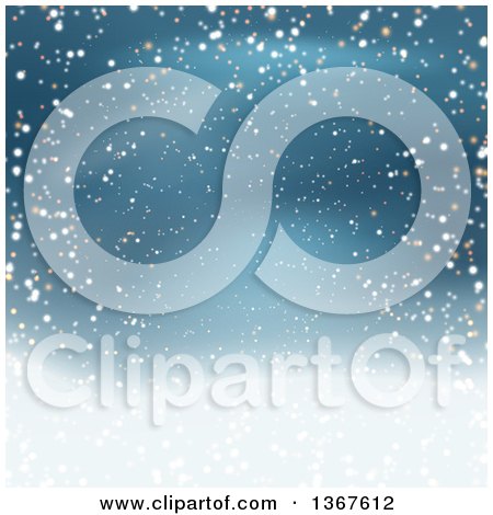 Clipart of a Blue Christmas Background with Snow - Royalty Free Vector Illustration by KJ Pargeter