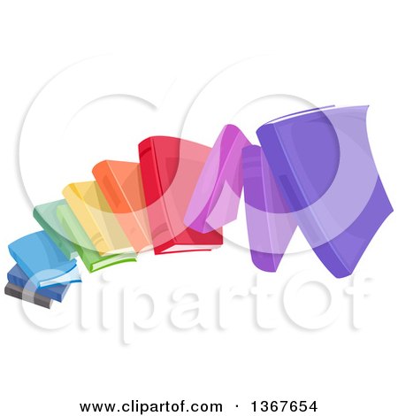 Clipart of an Arch of Rainbow Colored Books - Royalty Free Vector Illustration by BNP Design Studio