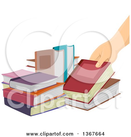 Clipart of a Female Hand Picking up a Book - Royalty Free Vector Illustration by BNP Design Studio