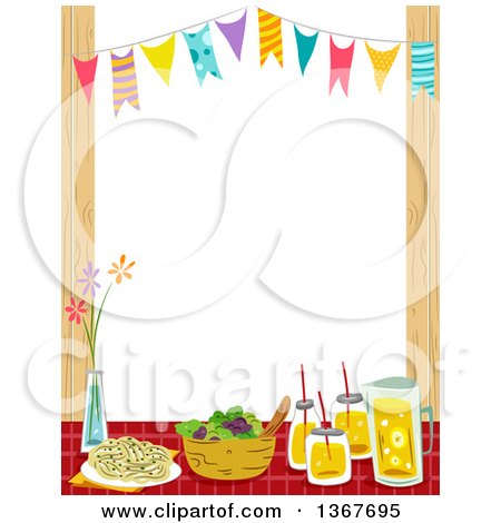 Clipart of a Party Table and Bunting Banner Border - Royalty Free Vector Illustration by BNP Design Studio