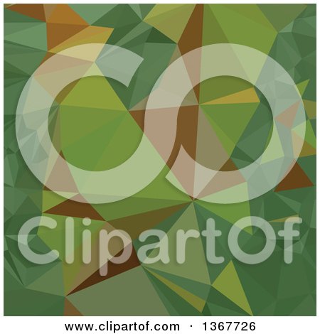 Clipart of a Low Poly Abstract Geometric Background in Dark Pastel Green - Royalty Free Vector Illustration by patrimonio