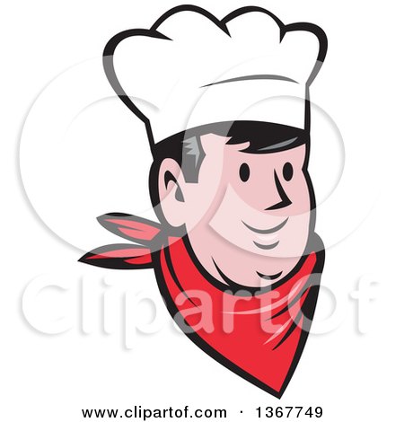 Clipart of a Retro Cartoon Happy Male Chef or Baker Face - Royalty Free Vector Illustration by patrimonio