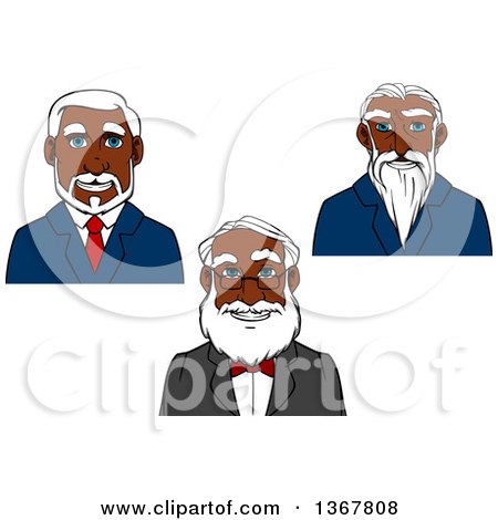 Clipart of Cartoon Black Businessman Avatars - Royalty Free Vector Illustration by Vector Tradition SM