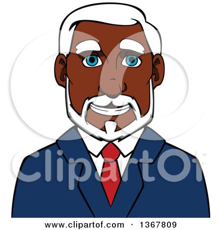 Clipart of a Cartoon Black Businessman Avatar - Royalty Free Vector Illustration by Vector Tradition SM