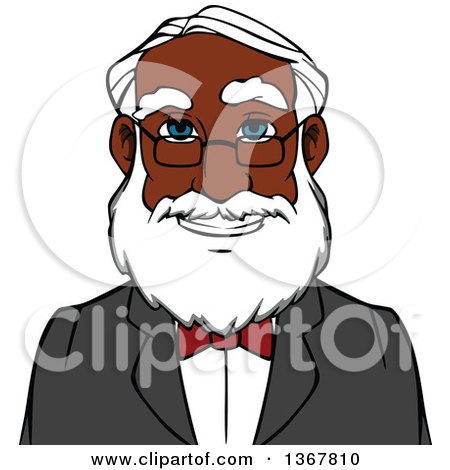 Clipart of a Cartoon Black Businessman Avatar - Royalty Free Vector Illustration by Vector Tradition SM