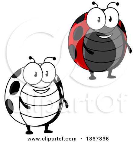 Clipart of Cartoon Happy Ladybugs - Royalty Free Vector Illustration by Vector Tradition SM