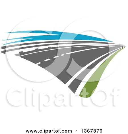 Clipart of a Two Lane Straightaway Highway Road - Royalty Free Vector Illustration by Vector Tradition SM