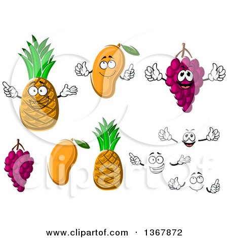 Clipart of Pineapples, Mangos and Grapes - Royalty Free Vector Illustration by Vector Tradition SM