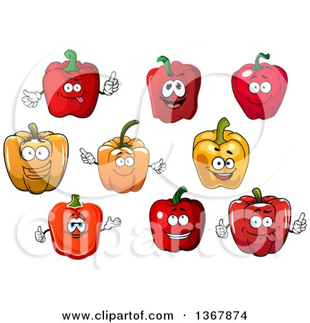 Clipart of Red and Orange Bell Pepper Characters - Royalty Free Vector Illustration by Vector Tradition SM