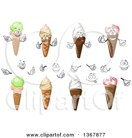 Clipart of Faces, Hands and Waffle Ice Cream Cones - Royalty Free Vector Illustration by Vector Tradition SM