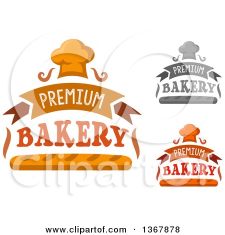 Clipart of a Toque Shaped Muffin and Baguette Bread with Bakery Text - Royalty Free Vector Illustration by Vector Tradition SM