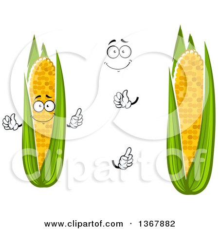 Clipart of a Cartoon Face, Hands and Corn - Royalty Free Vector Illustration by Vector Tradition SM