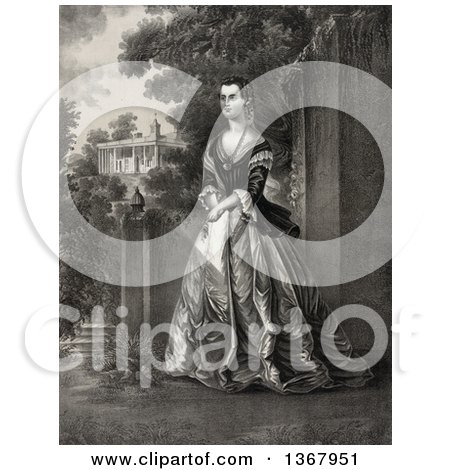 Historical Illustration of Martha Washington Posing at Mount Vernon - Royalty Free Illustration by JVPD