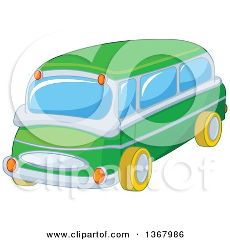 Clipart of a Green Toy Bus Car - Royalty Free Vector Illustration by Pushkin