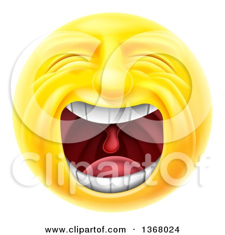 Clipart of a 3d Yellow Male Smiley Emoji Emoticon Face Screaming - Royalty Free Vector Illustration by AtStockIllustration