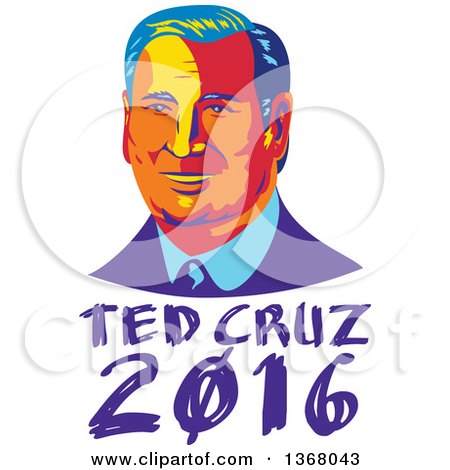 Clipart of a Retro Portrait of Ted Cruz over Text - Royalty Free Vector Illustration by patrimonio
