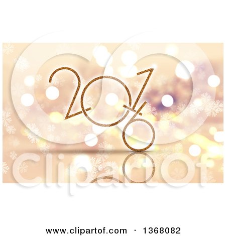 Clipart of a Happy New Year 2016 Greeting over Snowflakes and Bokeh - Royalty Free Illustration by KJ Pargeter