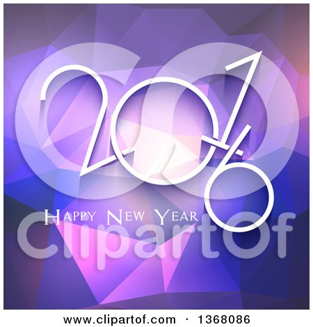 Clipart of a Happy New Year 2016 Greeting over Purple Geometric - Royalty Free Vector Illustration by KJ Pargeter