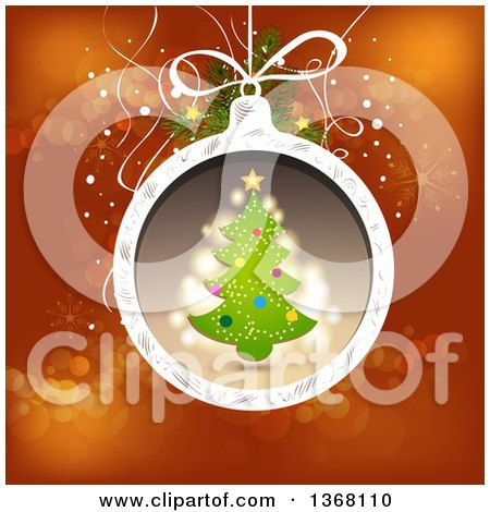 Clipart of a Christmas Tree Bauble over Red - Royalty Free Vector Illustration by merlinul