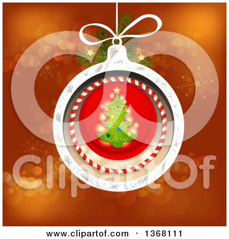 Clipart of a Christmas Tree Bauble over Red - Royalty Free Vector Illustration by merlinul