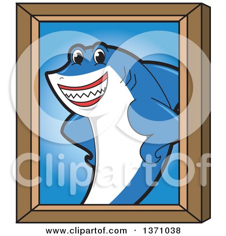 Clipart of a Shark School Mascot Character Portrait - Royalty Free Vector Illustration by Mascot Junction