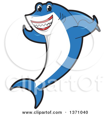 Clipart of a Shark School Mascot Character Flexing His Fins - Royalty Free Vector Illustration by Mascot Junction