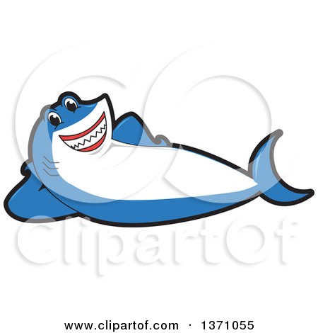 Clipart of a Shark School Mascot Character Resting on His Side - Royalty Free Vector Illustration by Mascot Junction